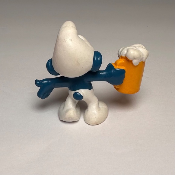 Vintage Party Smurf Be*r Mug Bully Hong Kong 1980s PVC Figure - Picture 4 of 8